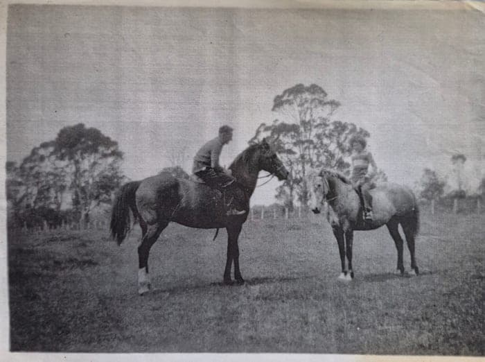 Bert on Laddie, Nola on Flicka
