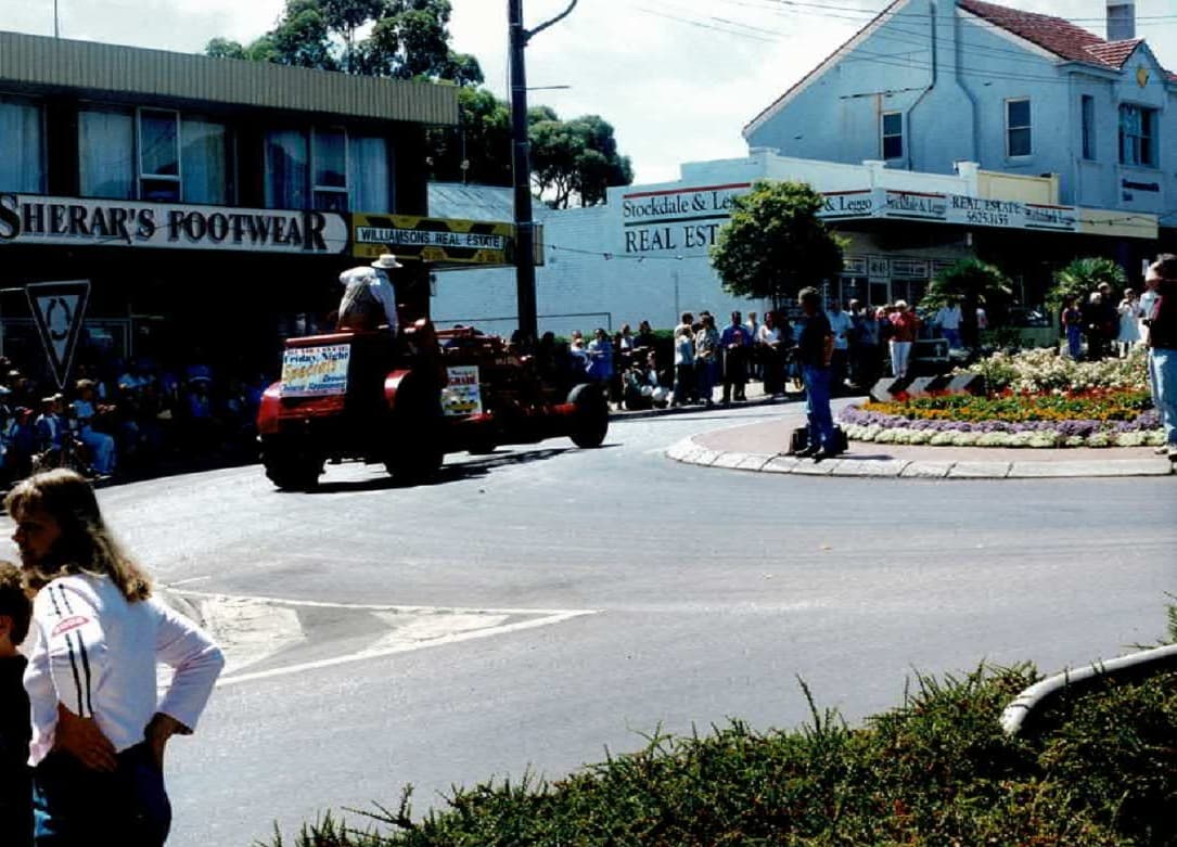 The restored grader in the street parade, 1998