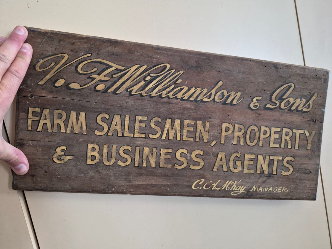 V. F. Williamson & Sons timber sign
